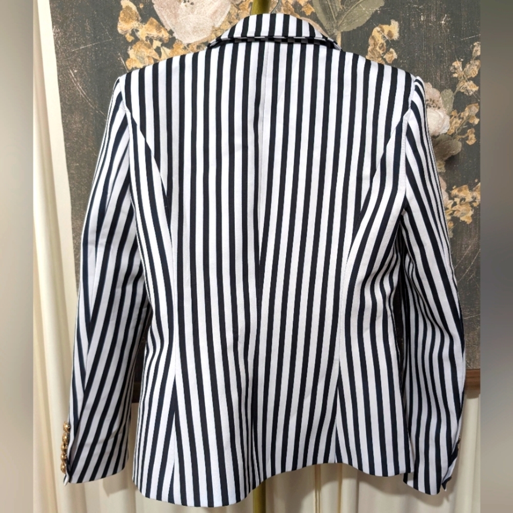 Sarah Ashley Pinstripe Cotton Blend Blazer Size Small New With Tags - Picture 6 of 8